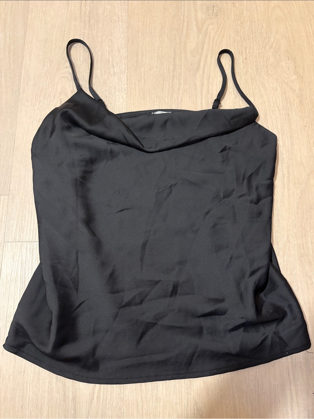 Black Cowl Neck Spaghetti Strap Top